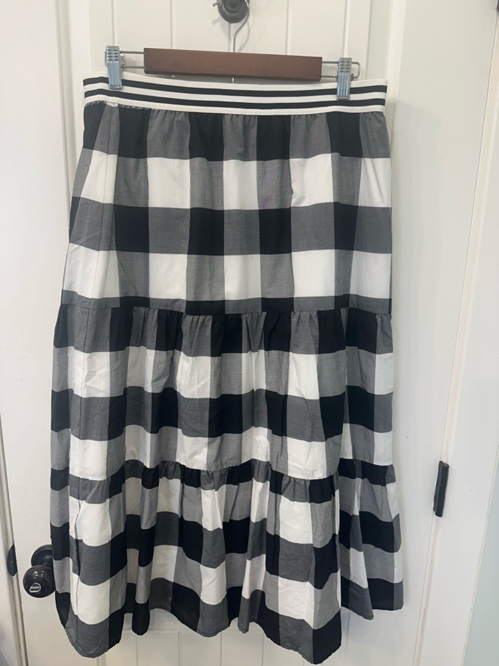 Talbots NWT Buffalo Plaid Gingham Tiered Maxi Skirt Large Preppy Chic